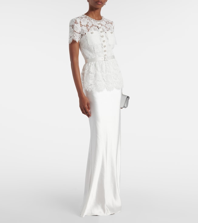 self-portrait Bridal embellished lace satin gown