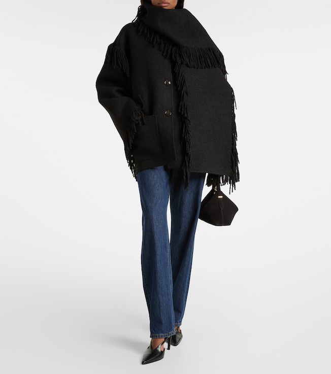 TOTEME Fringed scarf-detail wool-blend jacket