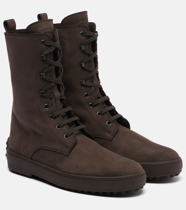 Tod's - Tod's Lace-Up Suede Combat Boots | Plush