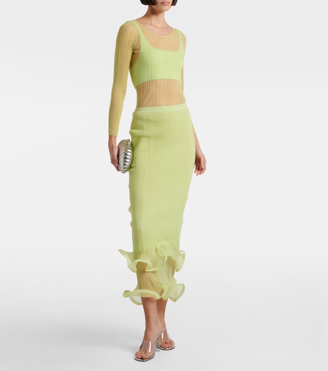 SIMKHAI Ruffled midi skirt