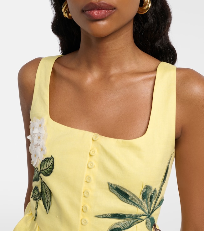 Agua by Agua Bendita Agua by Agua Bendita Eslabón floral-appliqué linen crop top