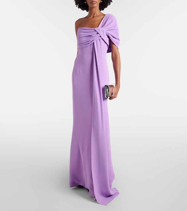 Elie Saab Draped one-shoulder silk-blend cady gown