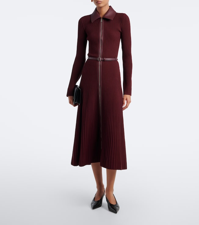 SIMKHAI Ismelle belted ribbed-knit shirt dress