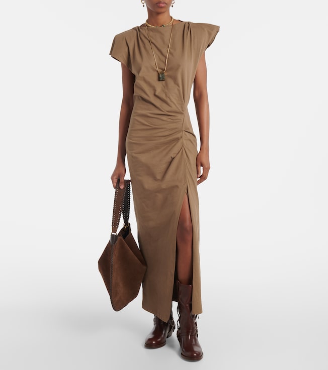 Isabel Marant Nadela gathered cotton jersey maxi dress