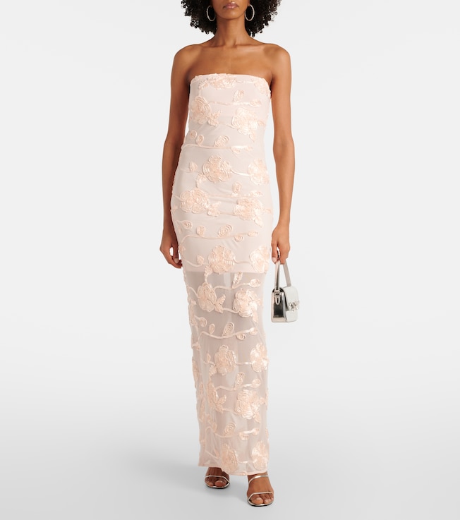 Rotate Embroidered mesh maxi dress