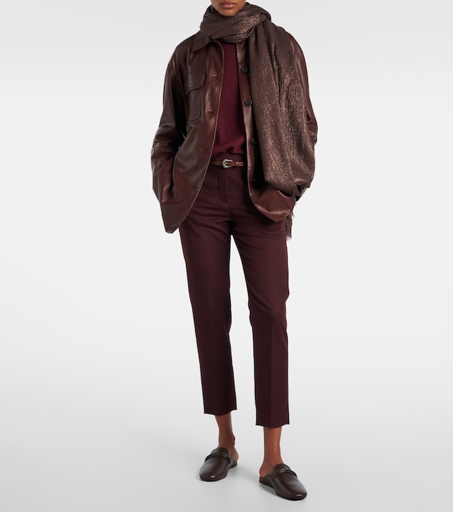 Brunello Cucinelli Monili cropped cotton-blend slim pants