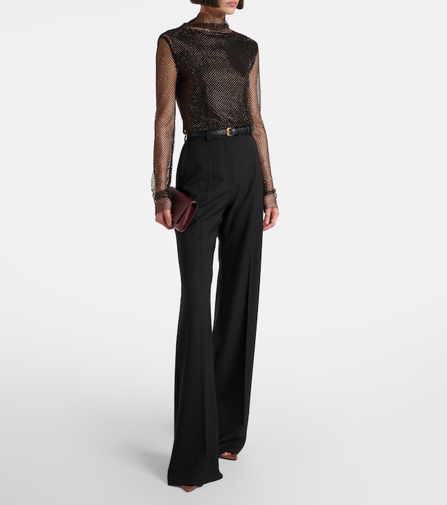 Sportmax Gerarda embellished mesh top
