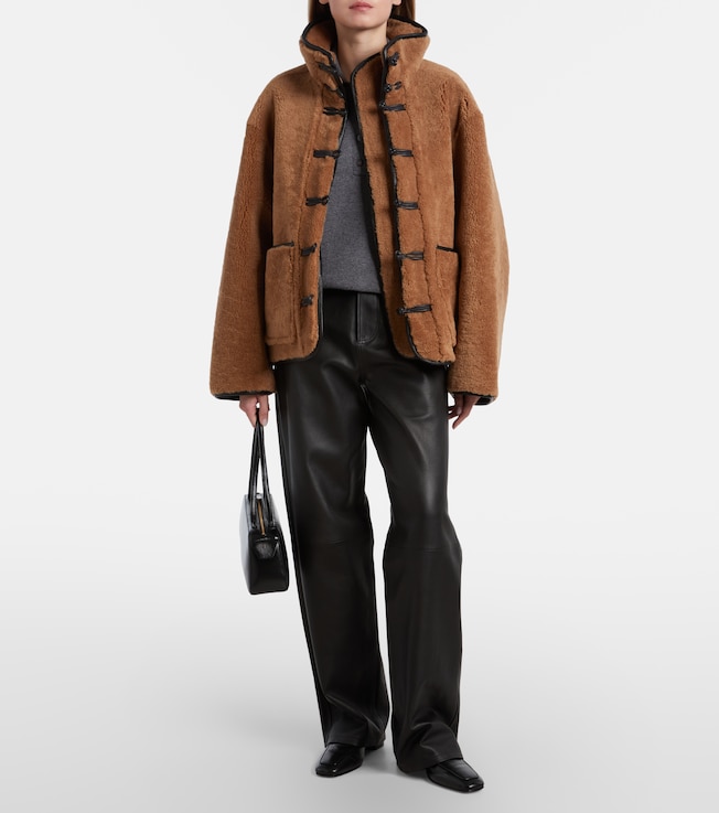 Róhe Leather-trimmed shearling jacket