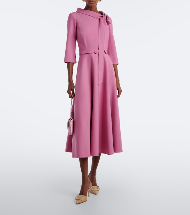 Oscar de la Renta Oscar de la Renta Belted tie-neck wool-blend midi dress