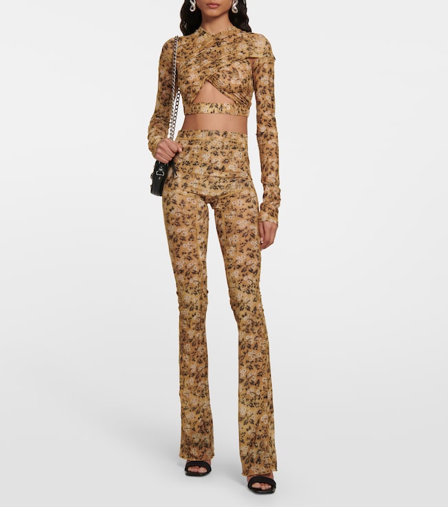 KNWLS Anti Cross Over floral jersey crop top