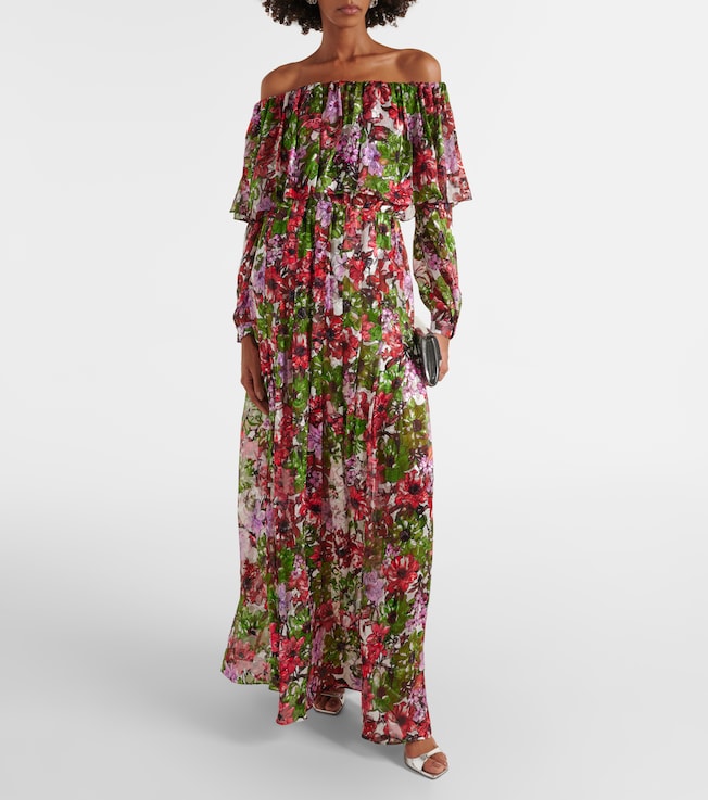 Costarellos Floria devoré silk-blend chiffon gown