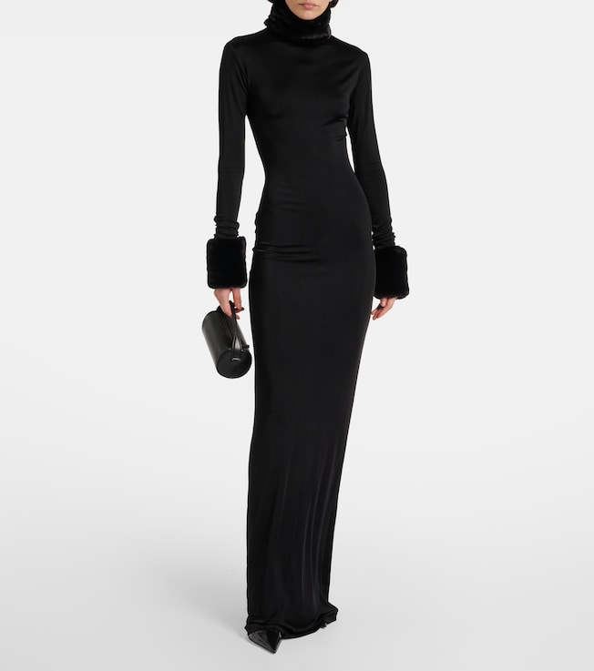 The New Arrivals Ilkyaz Ozel Priscilla faux fur-trimmed silk-blend gown 