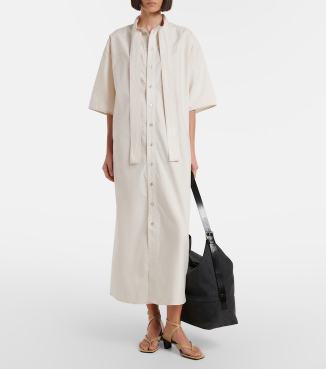 Lemaire Tie-neck cotton and silk shirt dress