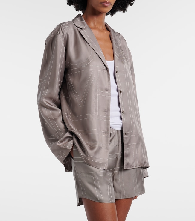 TOTEME Logo silk twill pajama shirt