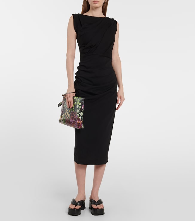 Dries Van Noten Gathered cotton jersey midi dress