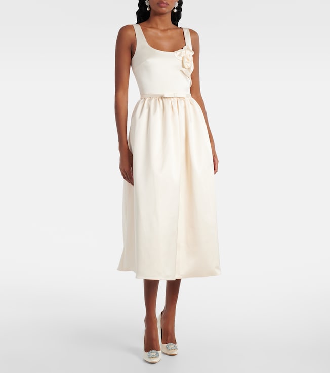 self-portrait Bridal floral-appliqué satin midi dress