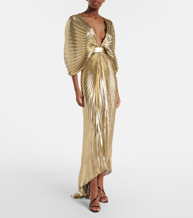 ROBERTO CAVALLI Asymmetric silk-blend lamé gown
