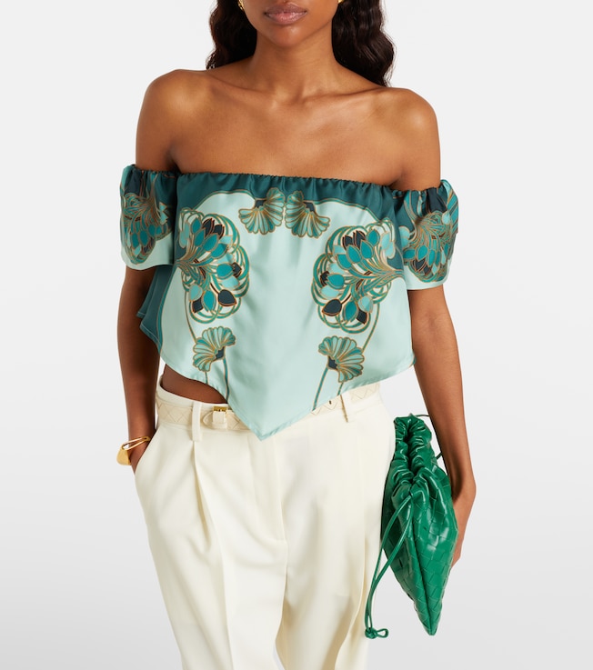 La DoubleJ Sand Dollar printed silk top
