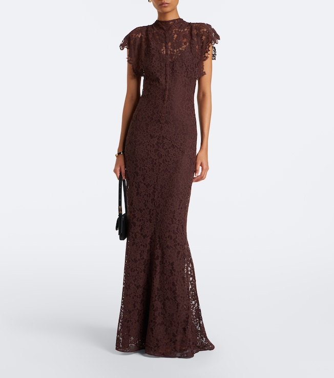 DE LA VALI Laia cutout cotton-blend lace maxi dress
