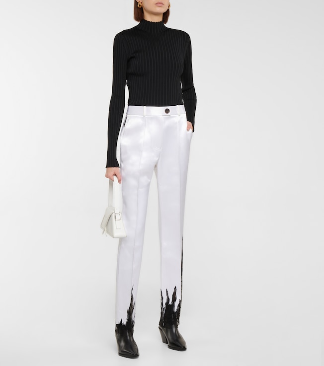 PETER DO Lace-trimmed satin straight pants