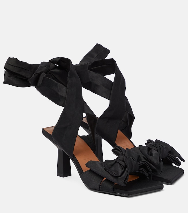 GANNI Bow-trimmed lace-up sandals