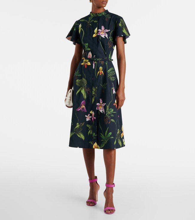 Oscar de la Renta Floral cotton-blend midi dress