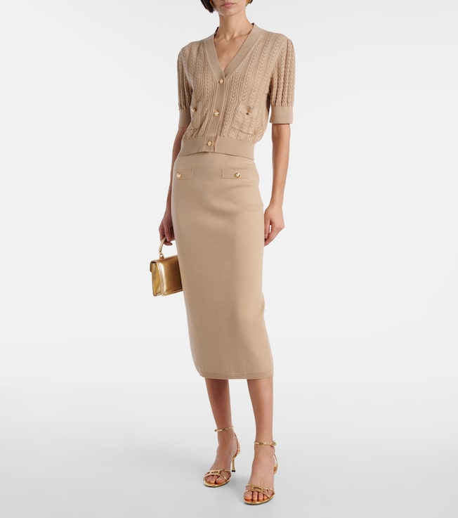 Alessandra Rich Cotton and cashmere pencil skirt