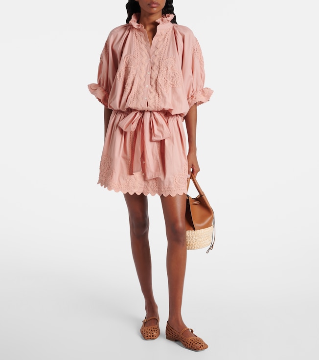 Juliet Dunn Scalloped cotton poplin minidress