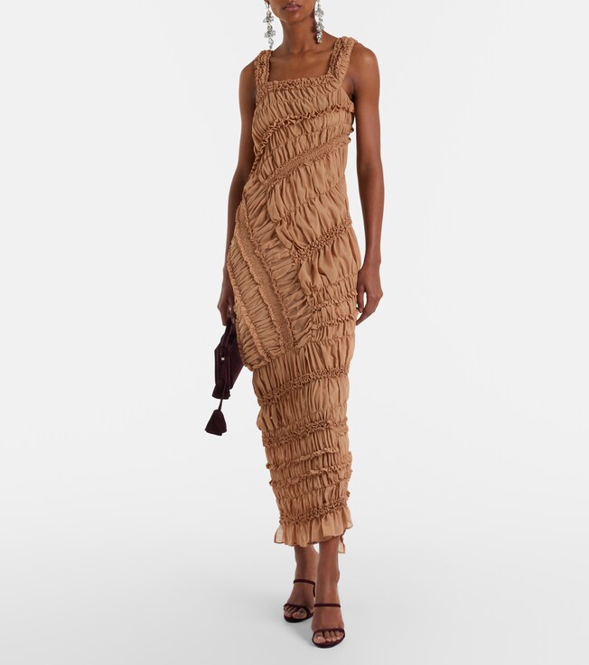 Magda Butrym Ruched ruffled cotton midi dress