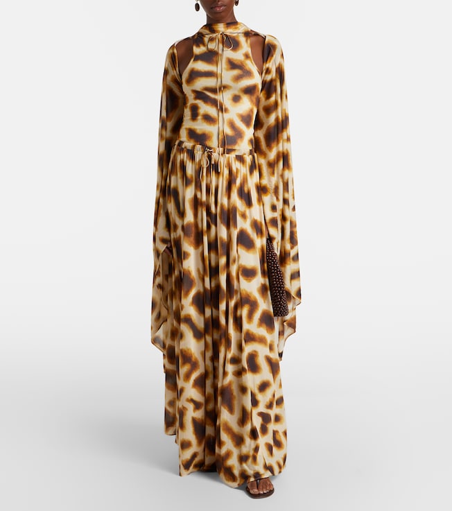 Christopher Esber Printed draped caped gown