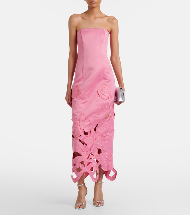 LEO LIN Rayna floral-appliqué bustier gown