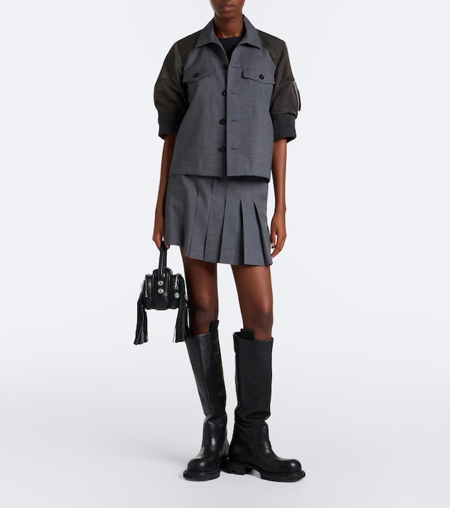 Sacai Pleated asymmetric wool skort