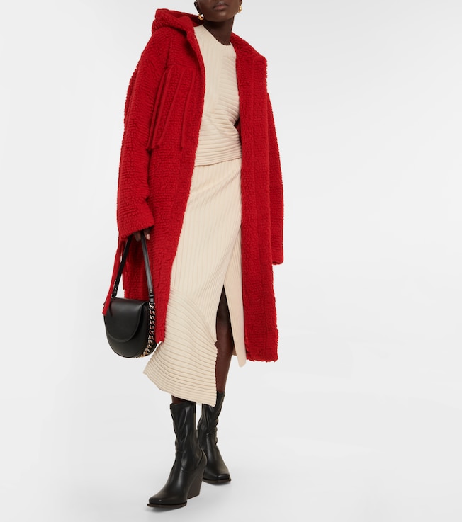 Stella McCartney Fringed hooded teddy coat