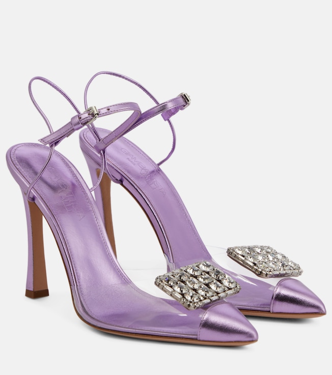 Giambattista Valli Embellished leather and PVC pumps
