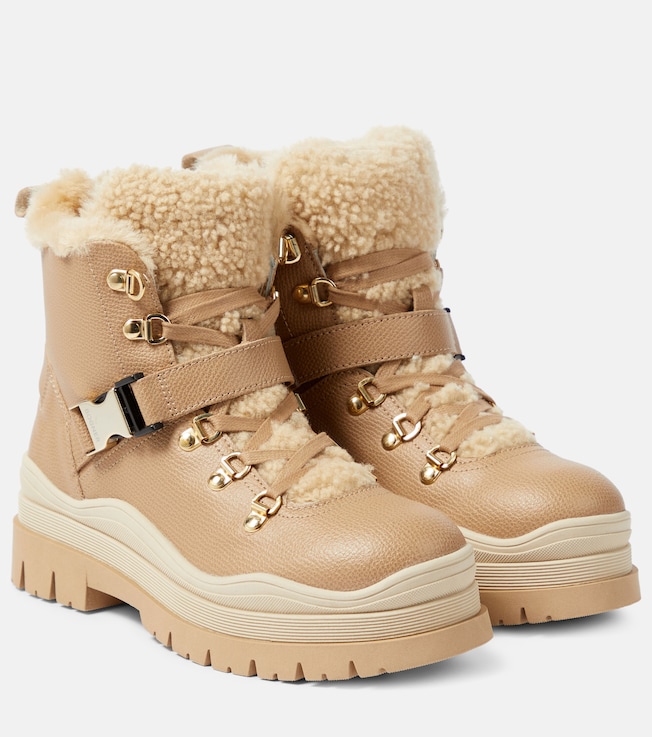 BOGNER Arosa shearling-trimmed leather boots