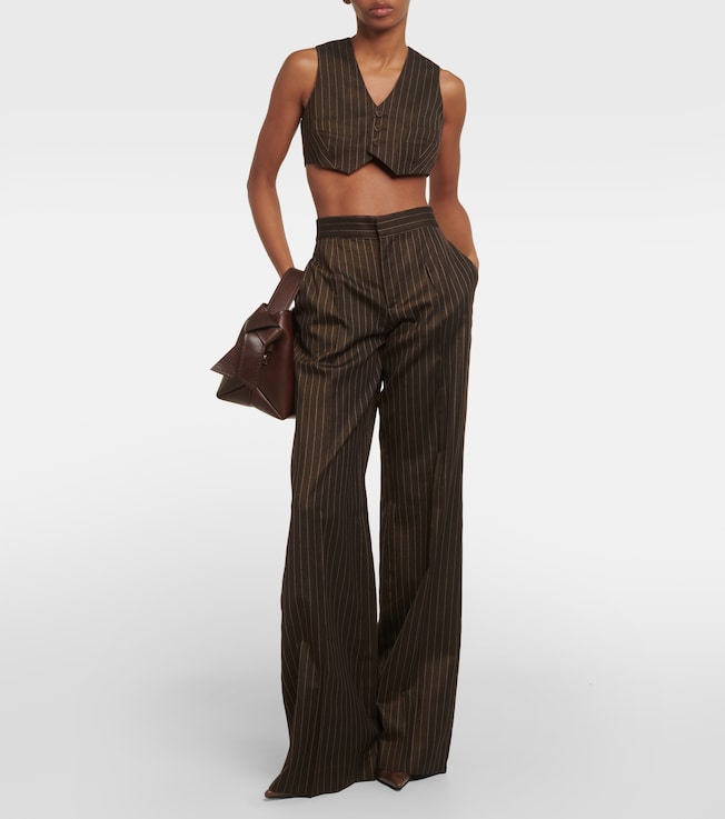Jean Paul Gaultier Pinstripe cropped wool-blend vest
