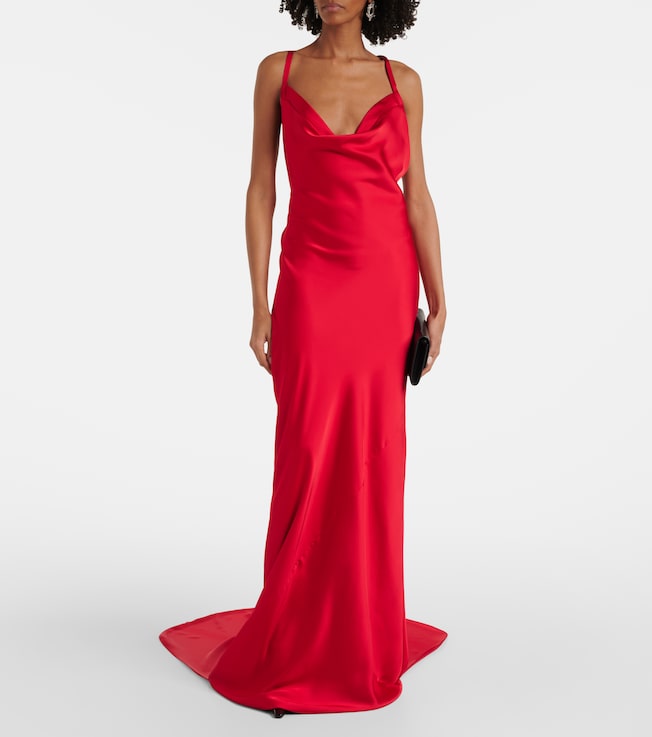 Norma Kamali Open-back satin gown