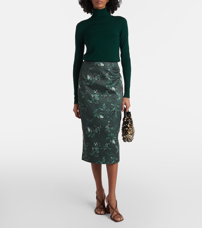 Emilia Wickstead Lorelei floral taffeta faille pencil skirt
