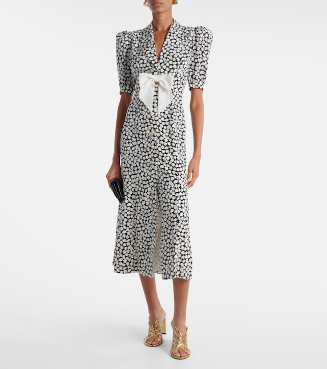 Alessandra Rich Floral printed silk midi dress