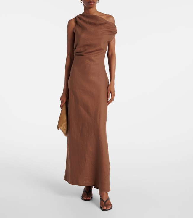 Faithfull Suis asymmetric linen maxi dress 