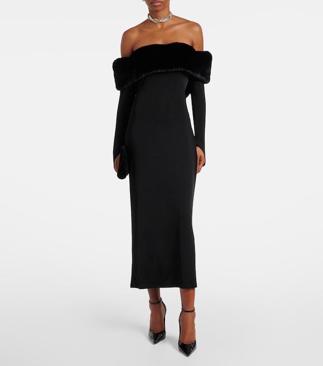 The New Arrivals Ilkyaz Ozel Yazi faux fur-trimmed silk-blend gown