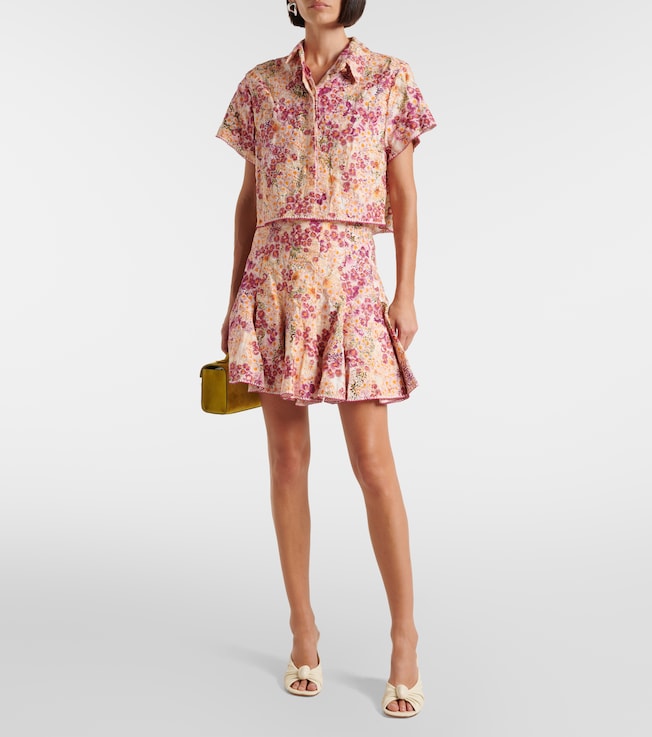 Agua by Agua Bendita Cerezo Florecer floral linen miniskirt