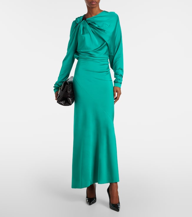 Victoria Beckham Draped asymmetric satin midi dress