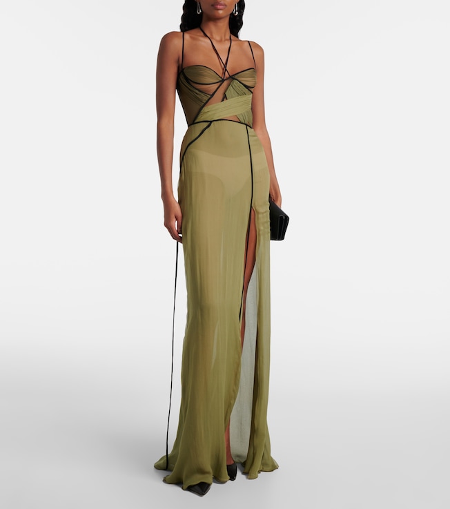 Nensi Dojaka Mae draped silk corset gown