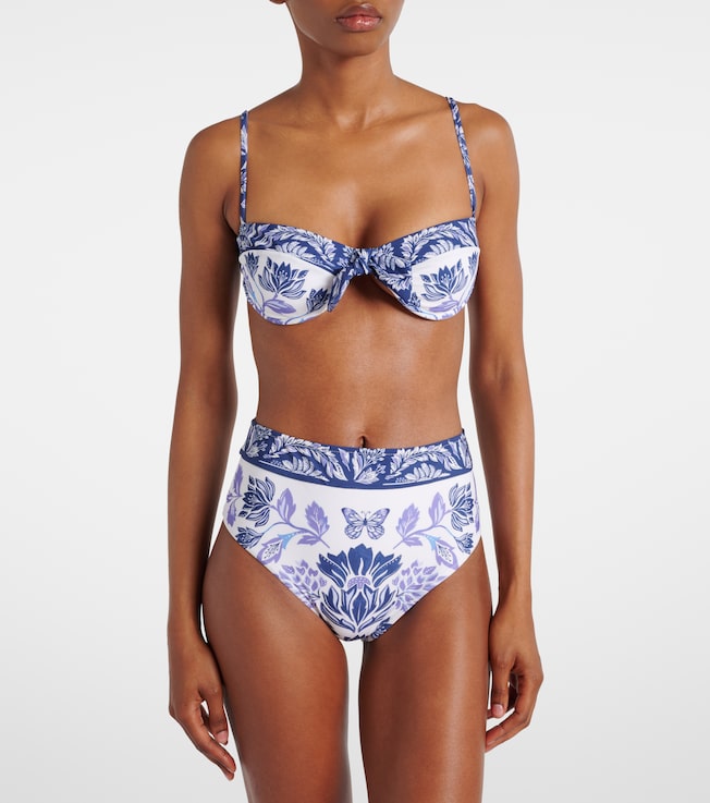 FARM Rio Bow-detail floral bikini top