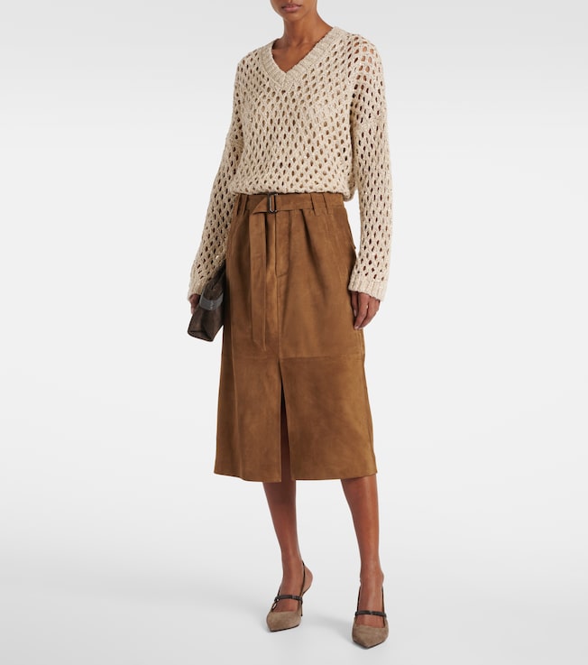Brunello Cucinelli Suede midi skirt