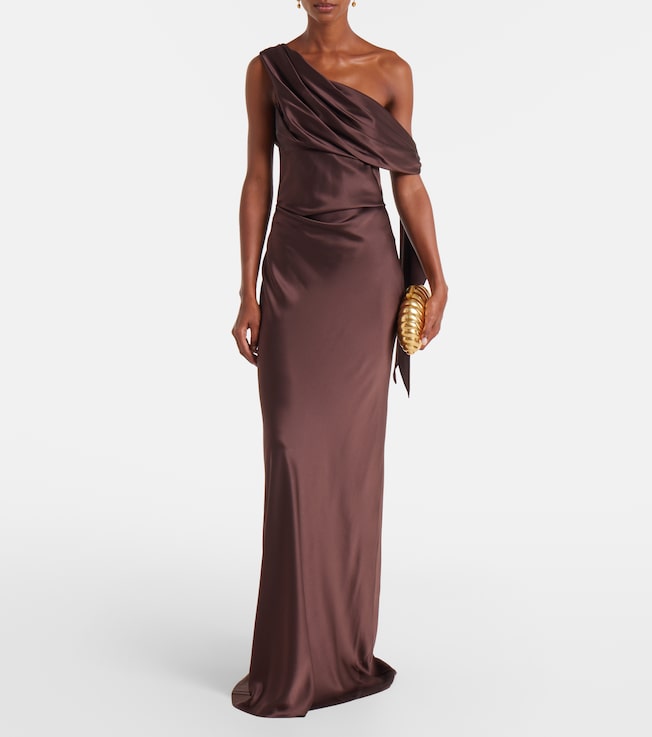 The Sei Draped asymmetrical silk satin gown