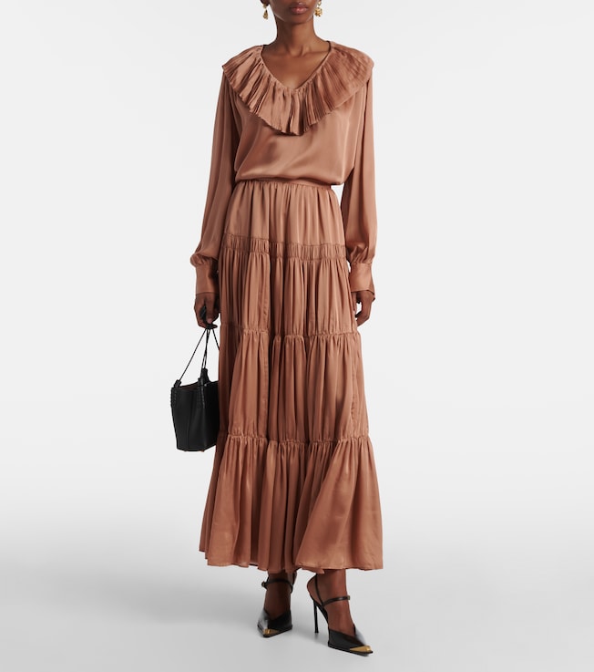 Ulla Johnson Liese pleated silk satin blouse