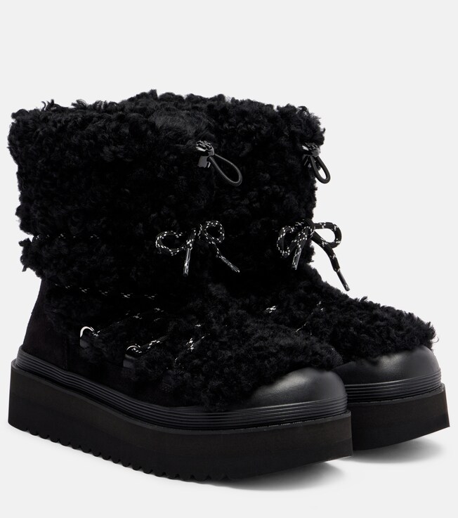 Tory Burch Mellow shearling and suede lace-up boots
