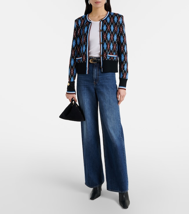 Veronica Beard Sylvane argyle wool and cotton cardigan